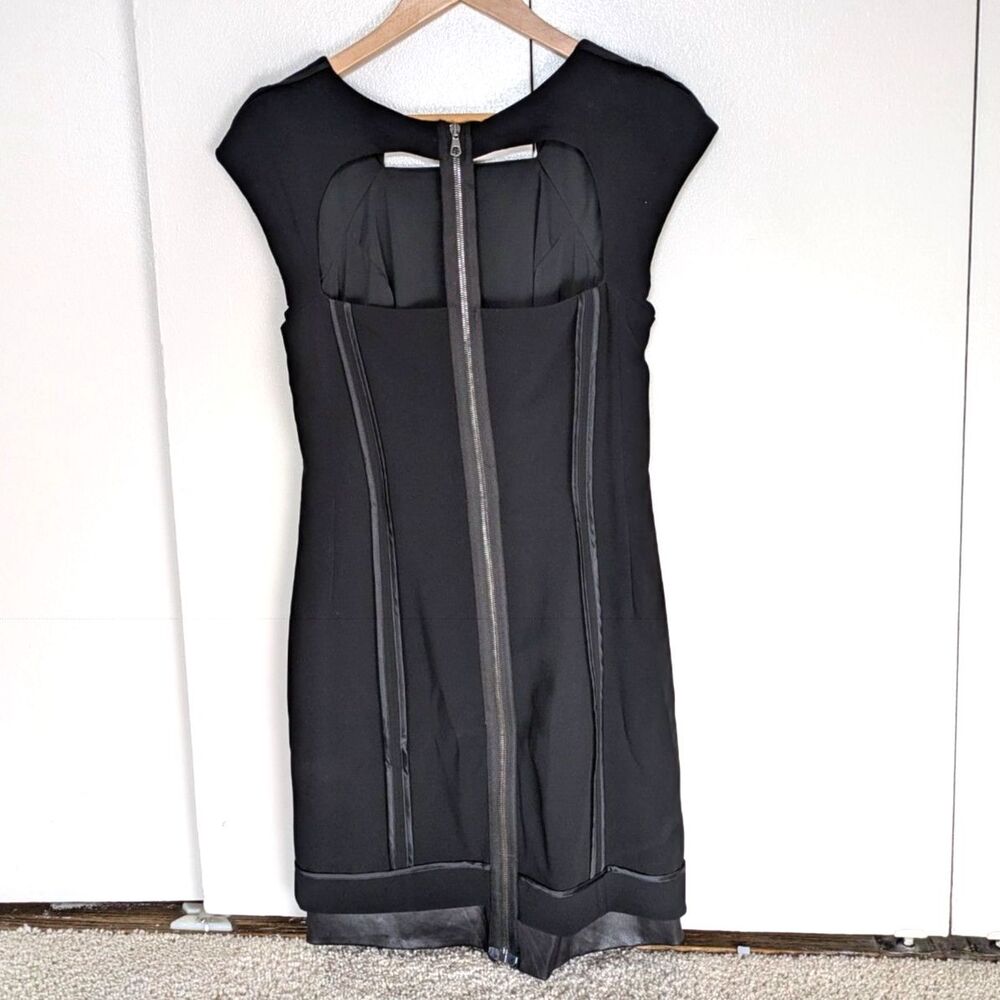 Rag and Bone Black Cutout Faux Leather Trim Sheath Dress Sz 4 - Picture 4 of 8